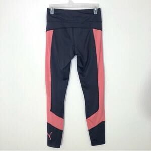 Puma Size Medium Womens Workout Pants Leggings Logo Streak Grey & Coral Color